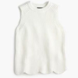 Scalloped knit sweater shell WHITE SZ XS